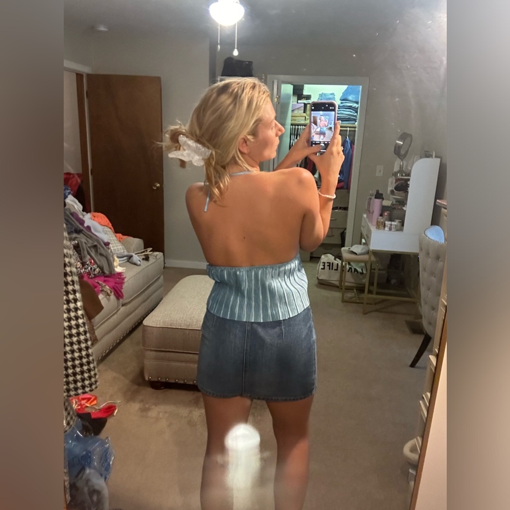 Blue front tie crop top - Picture 9 of 9